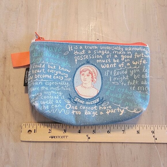 Jane Austen Bag - 9" Canvas Zipper Pouch for Pencils Cosmetics Makeup - Picture 3 of 6